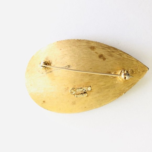 Vintage Marcel Boucher Signed Numbered Feather Eye of Peacock Gold Tone Brooch - Picture 5 of 9